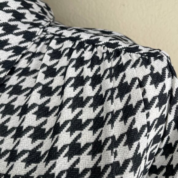 H&M Women's Houndstooth Long Sleeve Collared Button Down Blouse Top Small - Picture 6 of 13